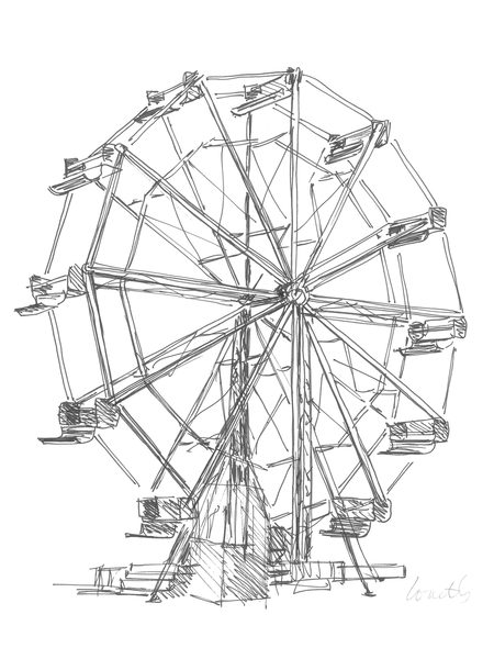 Ferris Wheel Amusement Park Drawing Stock Illustration  Download Image Now   Ferris Wheel Drawing  Art Product Amusement Park  iStock